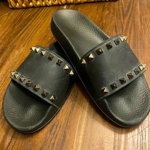 Valentino Studded Black Slides